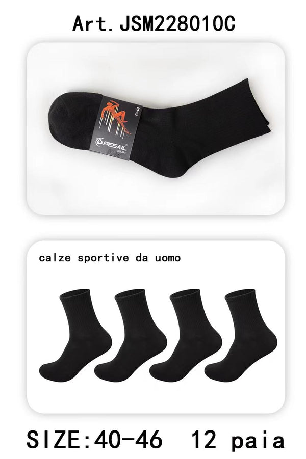 12 pairs/pack Premium Quality Regular Style Cotton Sporty Knitted Men's Socks Whole Black