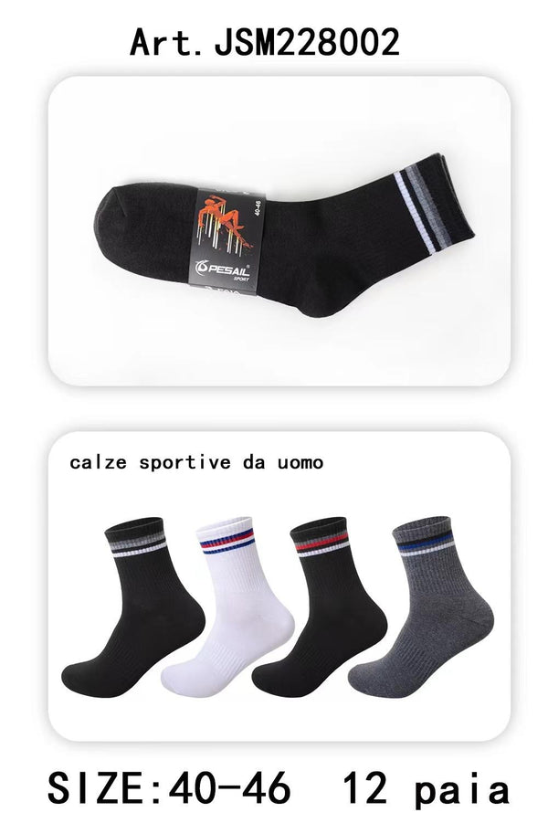 12 pairs/pack Premium Quality Regular Style Cotton Sporty Knitted Men's Socks Classical Style 1