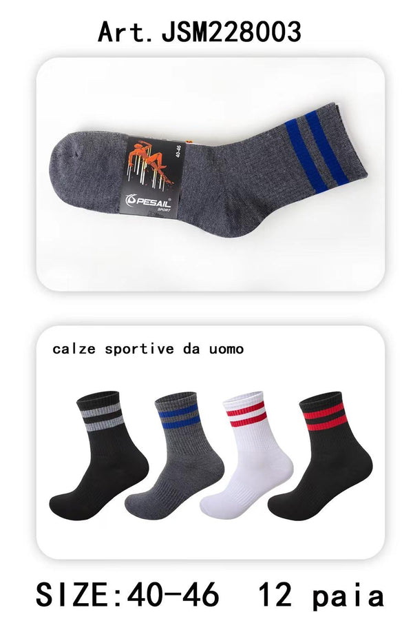 12 pairs/pack Premium Quality Regular Style Cotton Sporty Knitted Men's Socks Classical Style 2