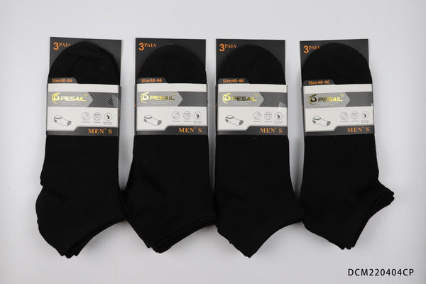 12 pairs/pack New Comfortable Breathable Soft Men's Ankle Socks Plain Black