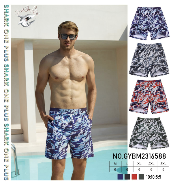 Beach Trunks - CAMOUFLAGE DOUBLE WAIST